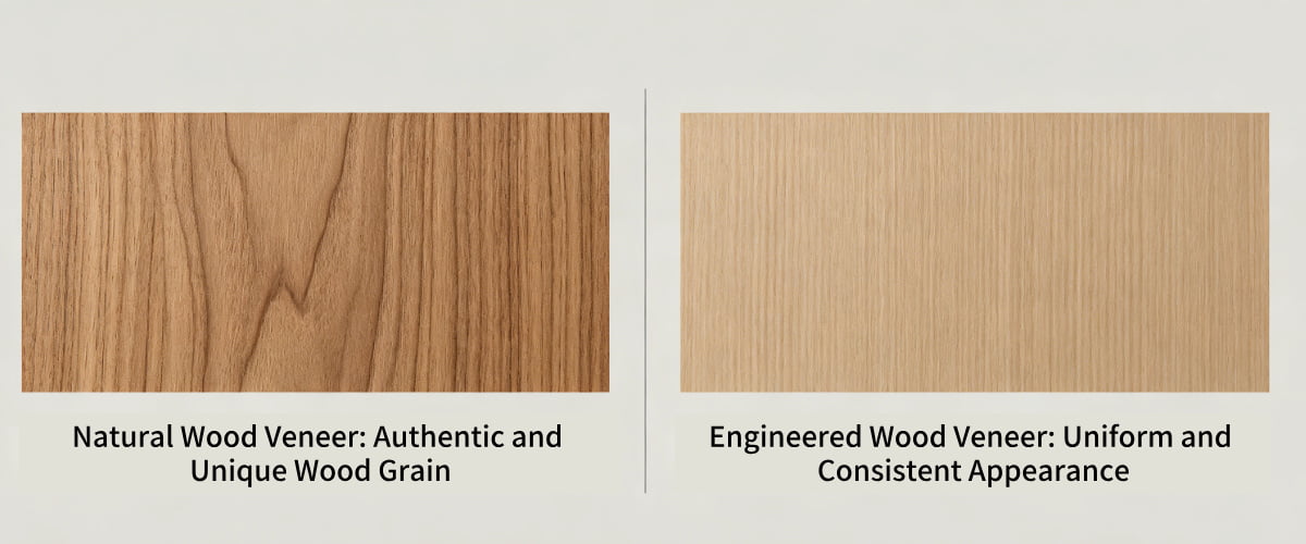 natural vs engineered wood veneer texture side-by-side comparison