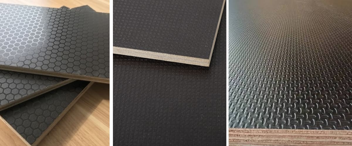 hexagon square rice grain anti slip film faced plywood surface patterns truck container floor